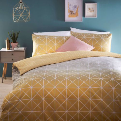 Spectrum Ochre/Grey Duvet Cover and Matching Pillow Cases