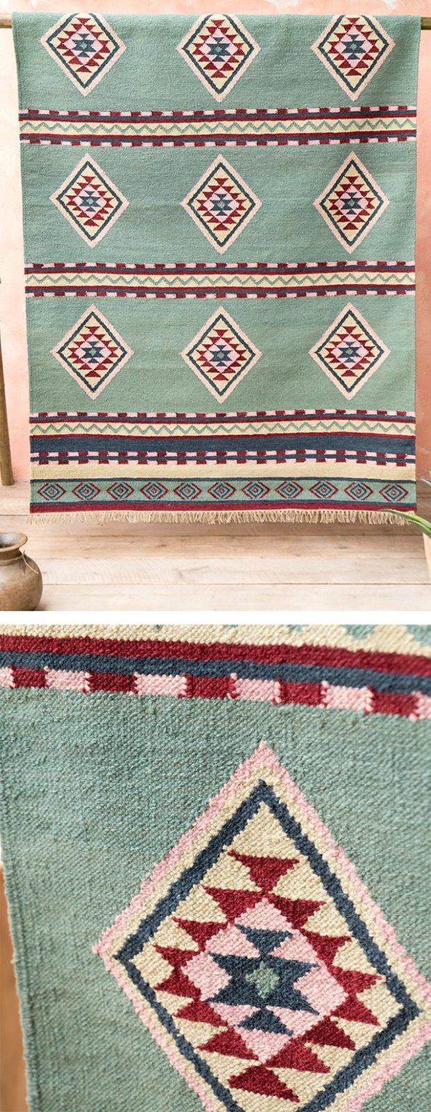 Alanya Kilim Sage Hand Loomed Rug