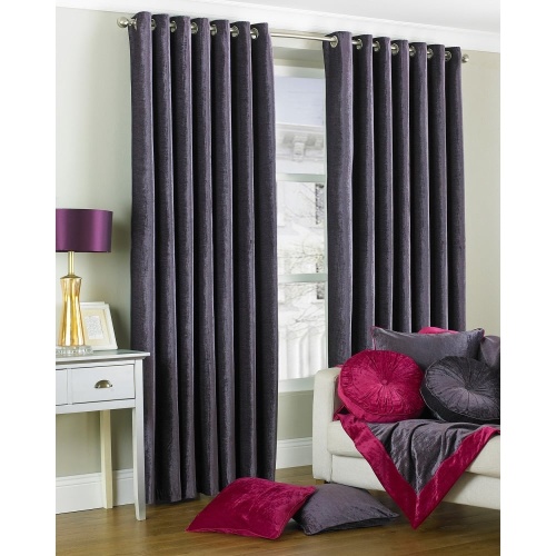 Wellesley Plum Faux Curtains and Cushions