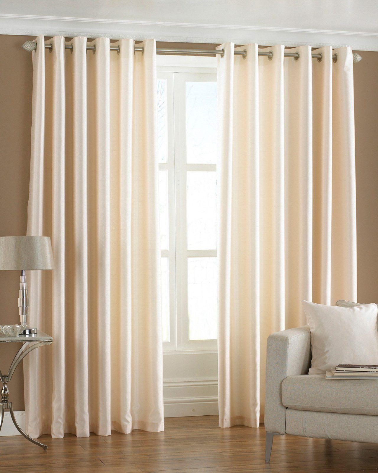 Fiji Faux Silk Cream Curtains/Cushion