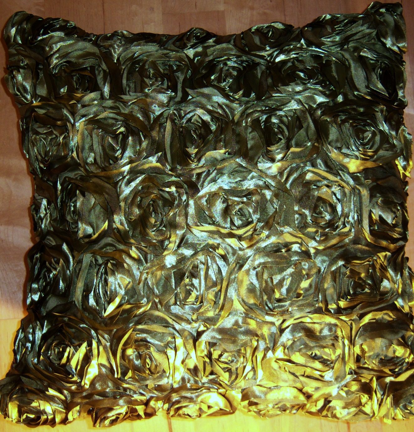 Green  Rose Tafffeta Style Cushion 43×43 cms only £9.99  each