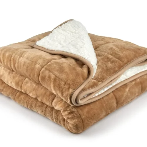 Cosy Beige Gold Weighted Blankets – ideal for sofas, beds and chairs