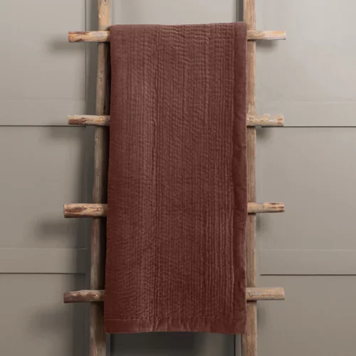 100% Cotton Velvet Rust Luxury Throw/Bedspread 140x240cms