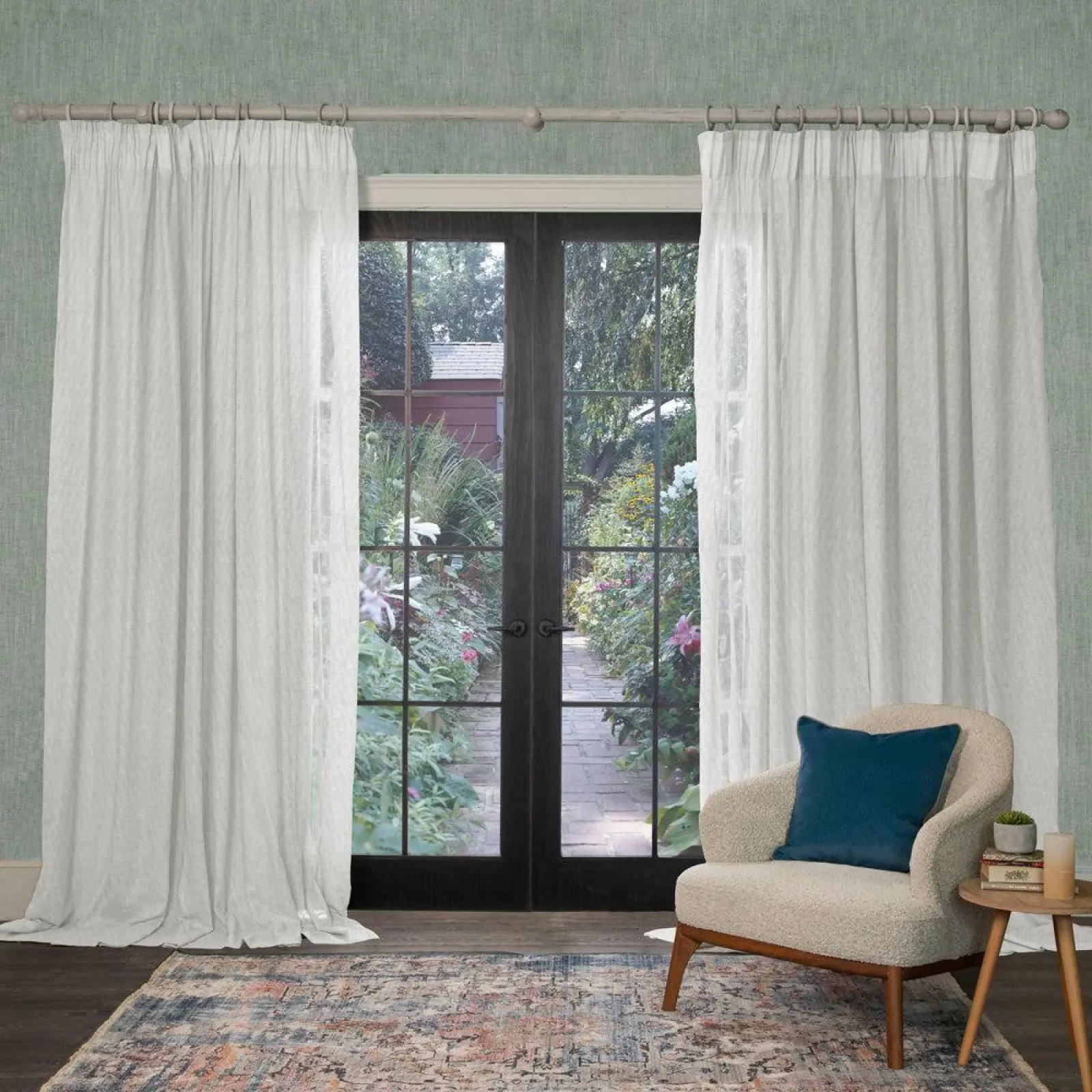 Voyage Maison Luxury High Ceiling Light Filtering Extra Long Pencil Pleat Curtains Linen 280cms long x 300cms wide