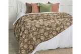 100% Cotton Mocha/Peach Kantha Throw/Bedspread 150x230cms