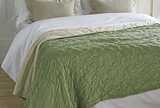 Oversized Pistachio Velvet Throw with cotton linen reverse 140x220cms and contrasting cushions