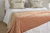 Oversized Blush Pink 100% Cotton Throw with cotton linen reversed 140x220cms and contrasting cushions