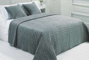 Luxury Blue/Grey Velvet Throw/Bedspread 240x260cms and contrasting cushions