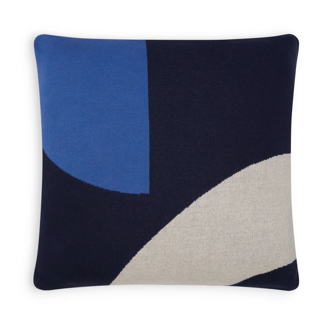 100% Cotton Knit Cushion Bold Abstract Cobalt/Ivory 50x50cms