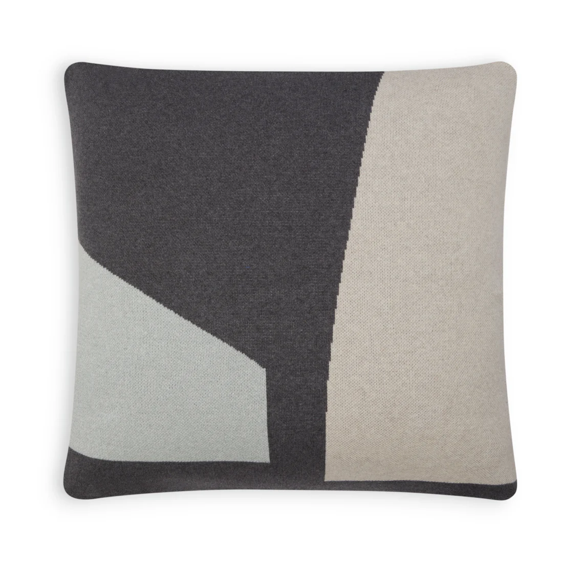 100% Cotton Knit Bold Abstract Cushion Blue/Ivory 50x50cms