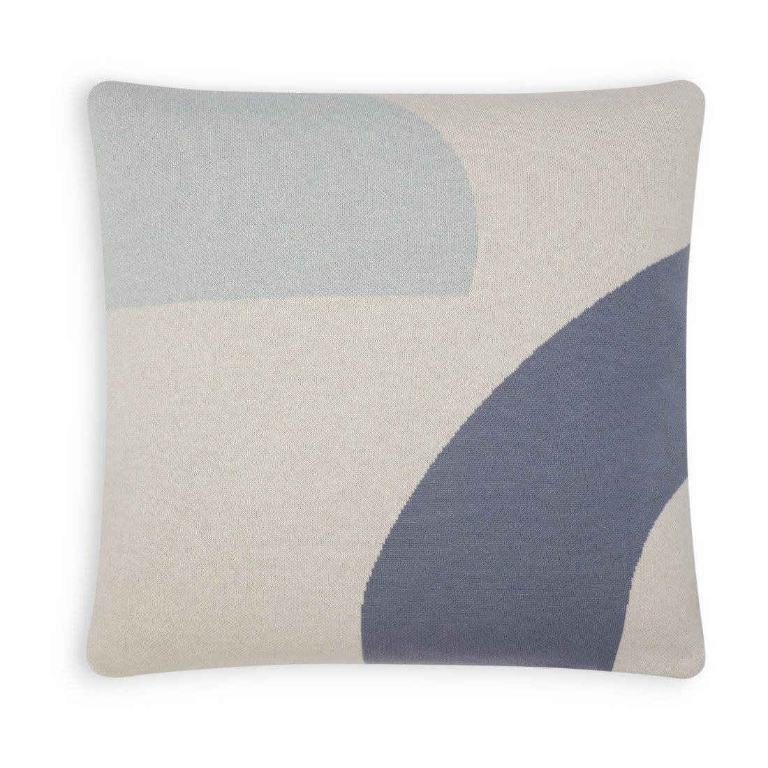 100 Cotton Knit Cushion Bold Abstract Soft Aqua Ivory Charcoal 50x50cms The Sofa Throw Company