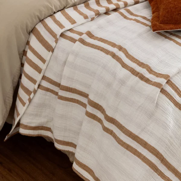 Soft Cotton Cinnamon Muslin Oversize Throw 140x220cms - ideal for sofas, chairs and beds - Image 5